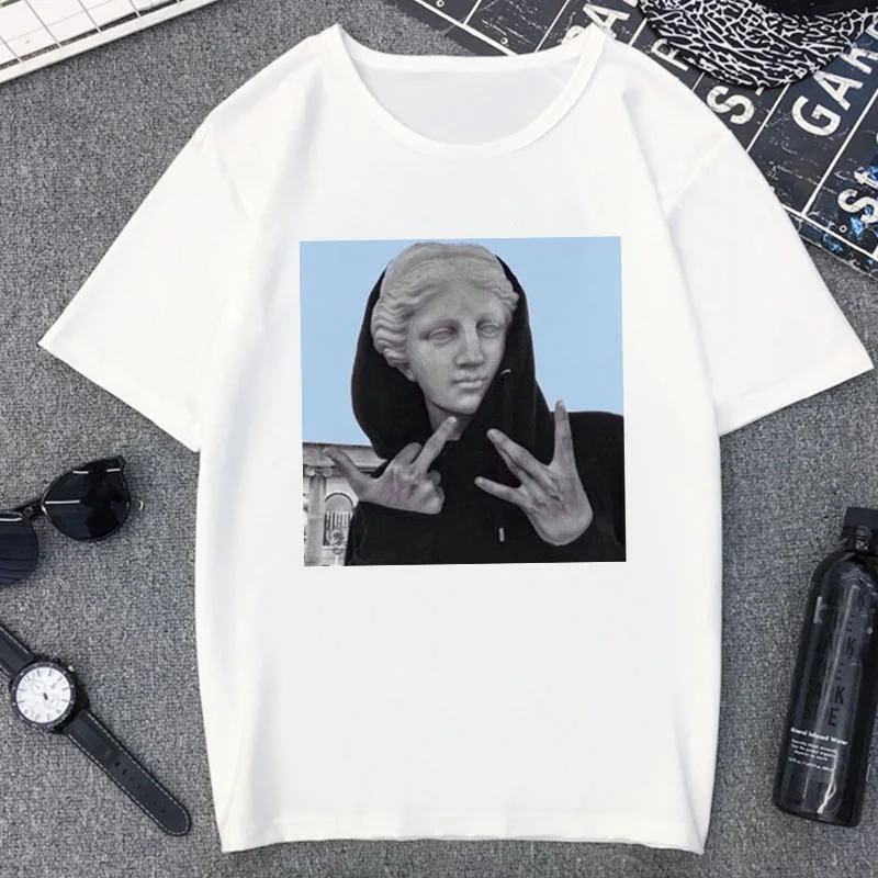

Women David Statue Graphic Harajuk Spoof Personalit Print T-shirt Tops 2020 Summer Fashion Short Sleeved T-shirt Girl,Drop Ship