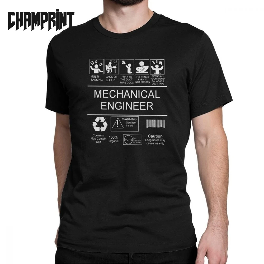 

Mechanical Engineering T-Shirt for Men Car Fix Engineer Vintage Cotton Tees Crew Neck Short Sleeve T Shirts Adult Clothes