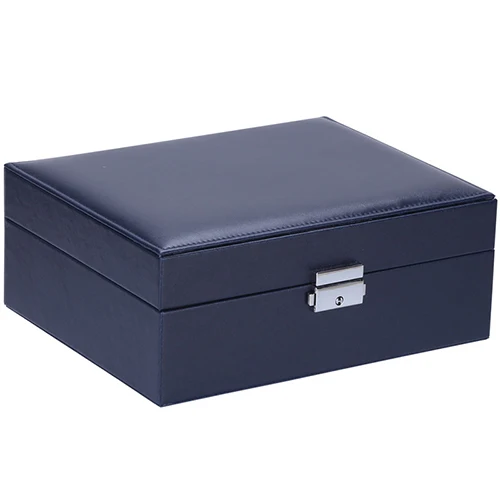 Navy blue Box Красивые ювелирные изделия Органайзер часы браслет ожерелье коробка для хранения серьги кольцо для ногтей Макияж сумка для хранения аксессуары поставки - Цвет: Navy blue Box