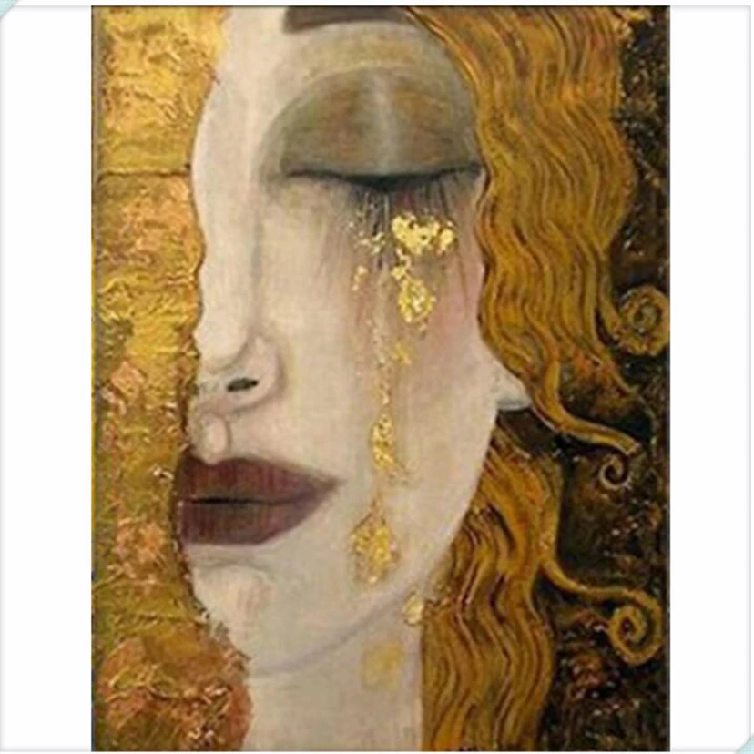 Картина из квадратных и круглых страз сделай сам Gold tear by Gustav Klimt алмазная вышивка
