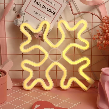 

LED Neon Light Snowflake Sign Night Lamp for Party Wedding Christmas Decor Anniversary Home Decor Night Lamp Gift