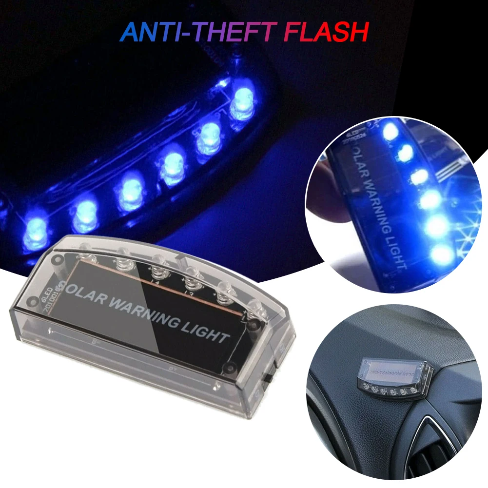 1PC Car LED Fake Dummy Alarm Warning Light Solar Power Simulated Security Anti-Theft Flashing Imitation Caution Lamps Blue | Автомобили и