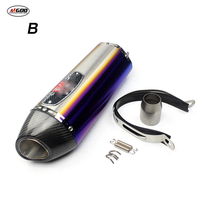 Универсальный Akrapovic мотоцикл выхлопной трубы из углеродного волокна для FZ1 R6 R15 R3 ZX6R ZX10 Z900 1000 CBR1000 GSXR1000 650 K7 K8 K11 - Цвет: D4-B