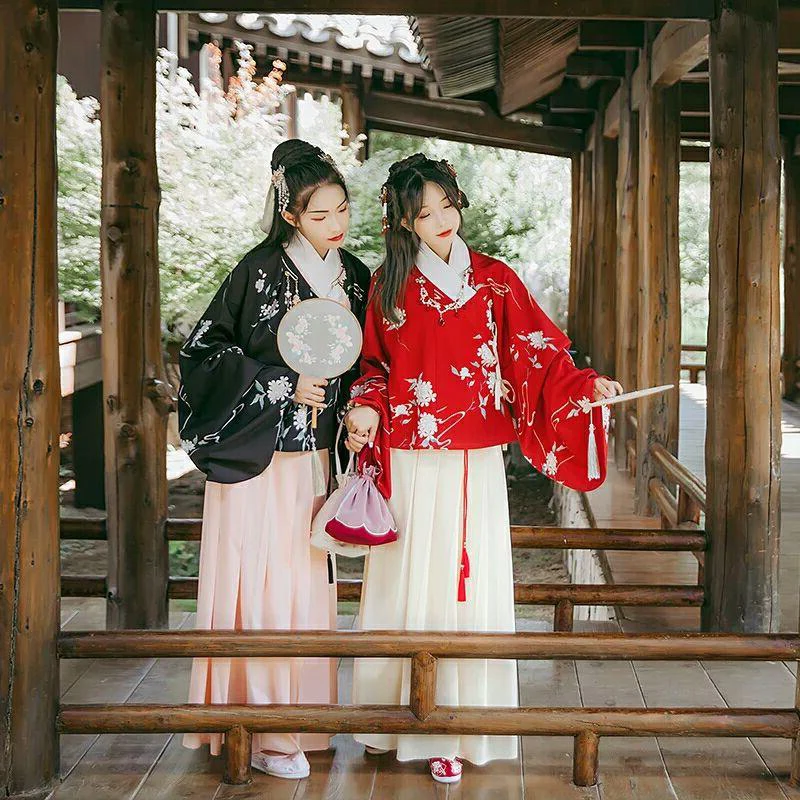 Восточная Женская традиционная юбка с принтом hanfu, Повседневная Одежда для танцев в китайском стиле на осень и зиму