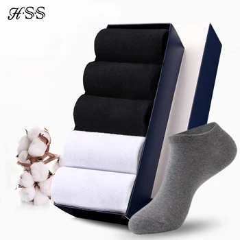 HSS Brand 100% Cotton Men Socks Summer Thin Breathable Socks High Quality No Show Boat Socks Black Short For Students Size 39-44 1