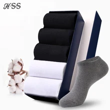 

HSS Brand 100% Cotton Men Socks Summer Thin Breathable Socks High Quality No Show Boat Socks Black Short For Students Size 39-44