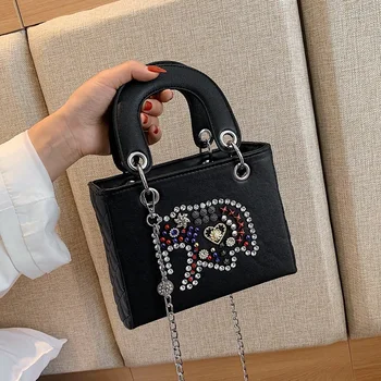 

Niche Designer Diamond Small Square Bags 2020 Fashion Casual Chain Shoulder Messenger Bags High Quality Women Purse and Handbags