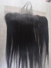 Hueso recto 13x4 cabello humano cierre Frontal de malla Natural brasileño suave cabello Remy 150% de densidad Pre arrancado Frontal SuperIcon
