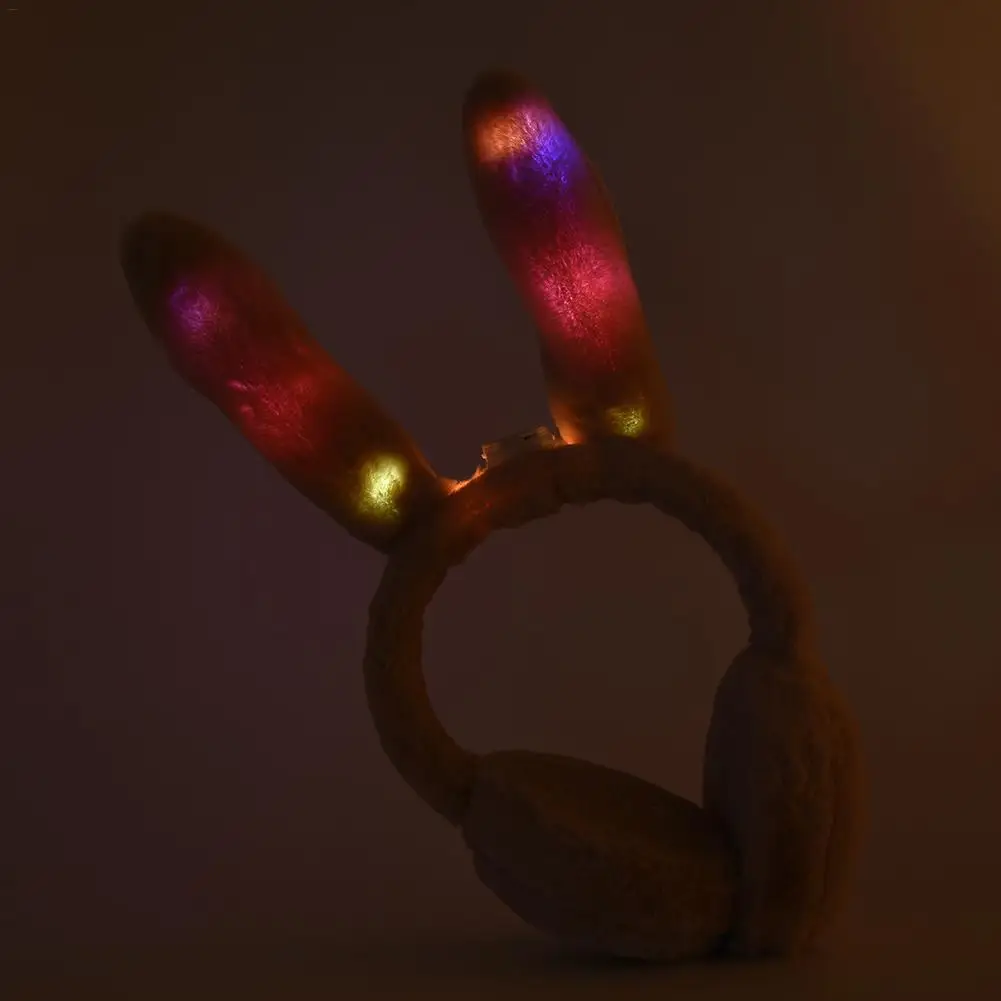 Elegant Rabbit Fur Winter Earmuffs For Women Warm L LED Glowing Earmuffs Ear Warmers Gifts For Girls Cover Ears Fashion Brand