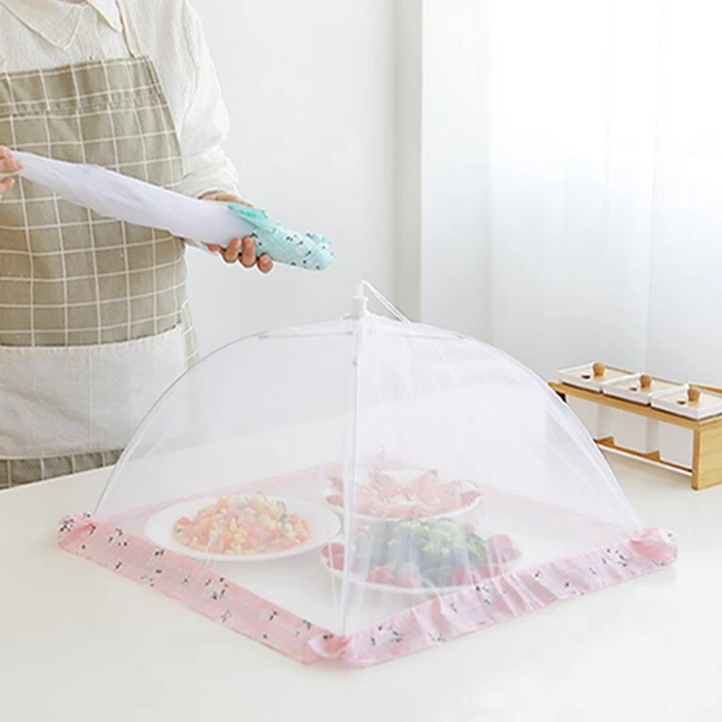 Kitchen Folded Mesh Food Cover Anti Fly Mosquito Umbrella BBQ Picnic Kitchenware Pop-Up Mesh Screen Protect Food Cover Tent