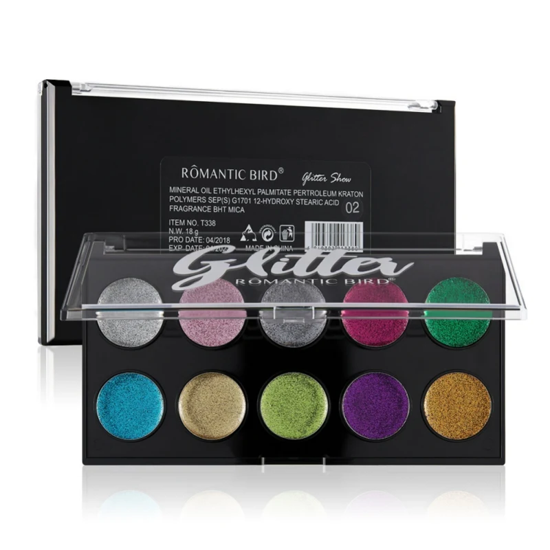 Diamond Shimmer Eyeshadow Metallic Eye Shadow Makeup Palette Shine Long Lasting Pigment Beauty Cosmetic 10 Colors