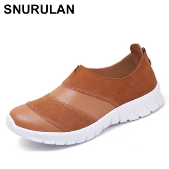 

SNURULAN2020 autumn women flat shoes genuine leather summer shoes woman without lace ballerina flats mother boat shoes moccasins
