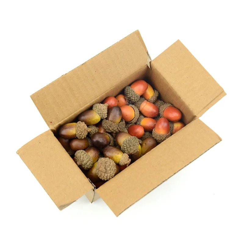 20/60PCS 3cm Artificial Mini Acorns Fake Fruit Props Lifelike Oak Nut Plants Model Craft for Home Kitchen Table Decor