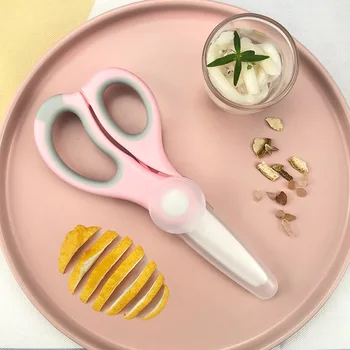 

2020 New Baby Food Shears Vegetable Noddles Meats Supplementary Food Cutter Safe Health Ceramic Feeding Scissors