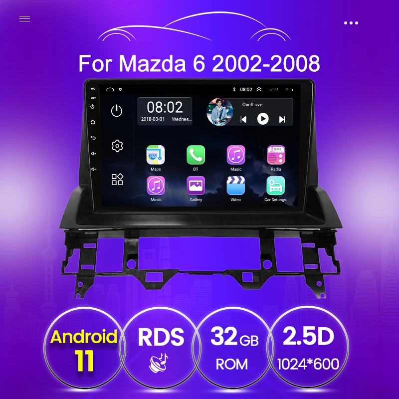 Автомобильный мультимедийный плеер для Mazda 6 2002 2003 2004 2005 2006 2007 2008 Android 11 2 ГБ + 32
