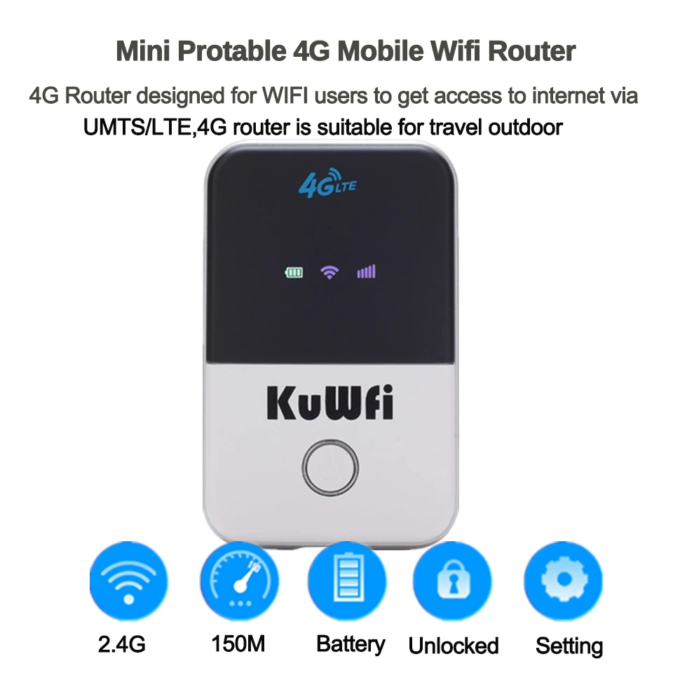 KuWFi 4 г Wi fi маршрутизатор мини LTE беспроводной разблокирован роутер 3g/4 FDD/TDD портативный карман с слот для сим карты