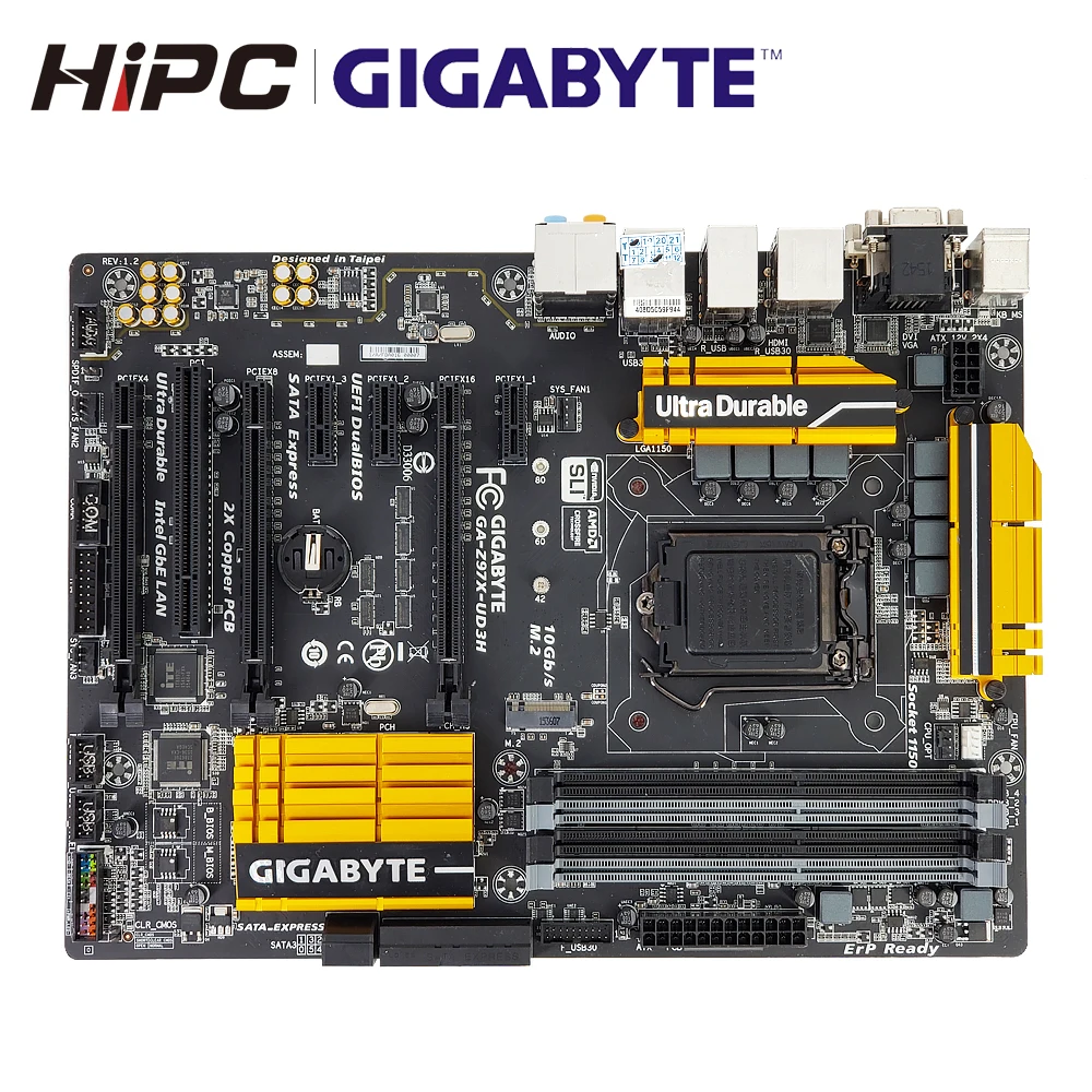 Gigabyte GA-Z97X-UD3H рабочего Материнская плата Z97X-UD3H Z97 LGA 1150 DDR3 32G SATA3 USB3.0 M.2 VGA, HDMI, DVI HDMI блок питания ATX используется