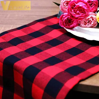 

Home Buffalo Plaid Burlap Table Runner Christmas Table Decoration Lumberjack Themed Birthday Party Decor