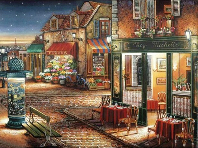 5d full drill Diamond Embroidery Needlework Painting Cross Stitch KITS Night Scenery Town European Decor christmas gift | Дом и сад