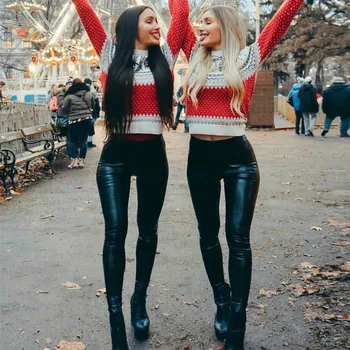 

High Waist Leggings Plus Size PU Leather Leggings Woman Female Super-elastic Women Leggings Black Leggings