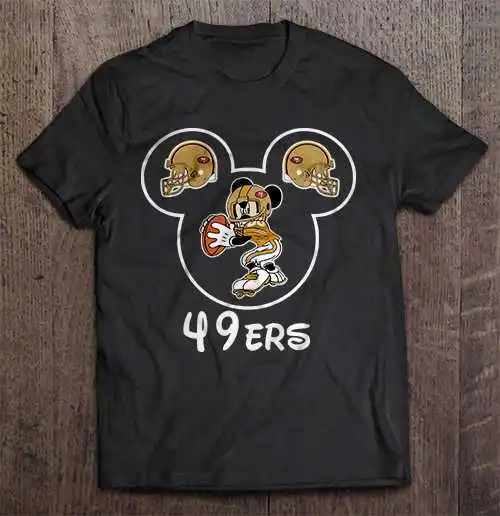 Сан уличная Harajuku Francisco 100% хлопок мужская футболка 49Ers Микки Маус