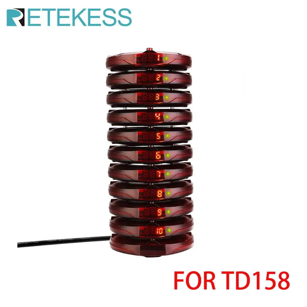 Retekess Wireless Calling System10pcs Buzzer Pager And Charger For TD158 Restaurant Pager Guest Queuing For Restaurant Cafe Bar