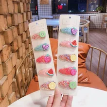 Южная Корея стиль Цвет зыбучие пески прозрачные детские фрукты заколки для девочек детские BB боковая кромка зажимы аксессуары