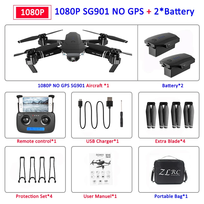 SG901 1080P 2B BAG SG907 gps Дрон с камерой 4K 5G Wifi RC Квадрокоптер оптический поток складной мини Дрон 1080P HD камера Дрон VS E520S E58 XS812 - Цвет: SG901 1080P 2B BAG