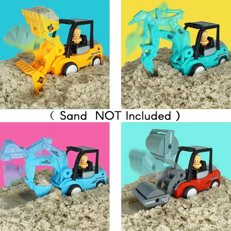 Трение Питание Грузовик игрушки 4 Пакет Playset, экскаватор, бульдозер, дорожный каток, лифт грузовик игрушки, игрушечные машинки для детей 3,4, 5,6 год Ol
