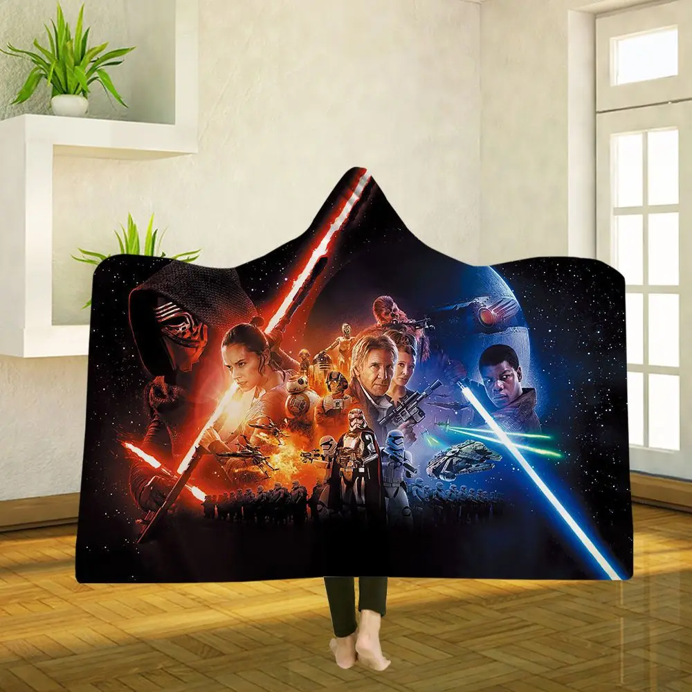 

Explosive Hooded Blanket Cloak Magic Hat Hair Thick Double Layer Plush 3D Digital Printing Star Wars Series