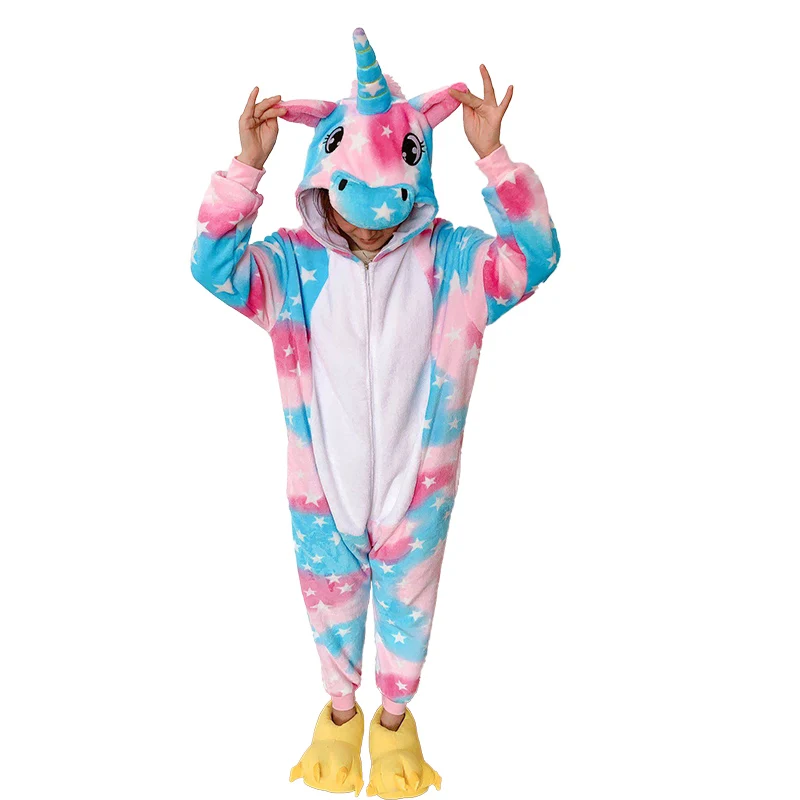 Пижама с единорогом для взрослых, с рисунком животных, кигуруми, для женщин и мужчин, зимняя унисекс из фланели, стежка, пижамы, unicornio Panda, одежда для сна кингуруми пижама женская - Цвет: Polish Tianma