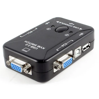 

2 Ports KVM Manual Switch Box Adapter w USB Connector for PC Computer