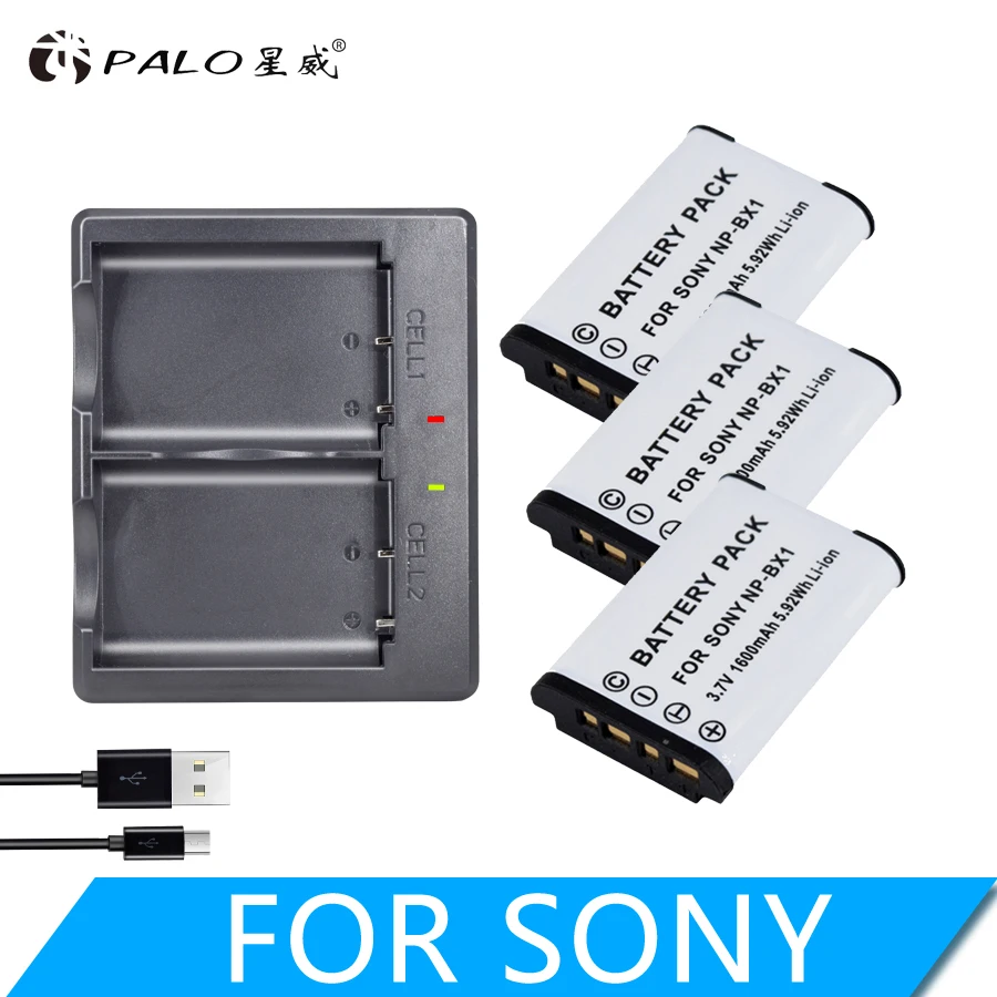 3PCS and charger PALO NP-BX1 аккумуляторов NP BX1 NPBX1+ двойной bateria зарядное устройство для sony NP-BX1 HDR-AS200v AS15 AS100V DSC-RX100 X1000V WX350 RX1 - Цвет: 3PCS and charger
