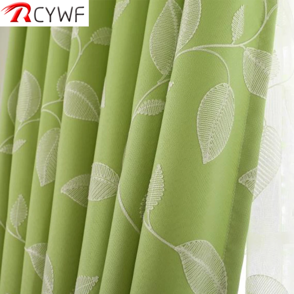 Хлопковые шторы с вышивкой светильник голубые белые оконные листьями прозрачные