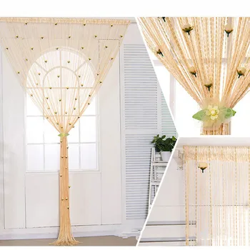 

2.9x2.9m String Curtain Rose flower Tassel Strings Door Window Decorective Divider Curtain Glitter Valance Home Decoration