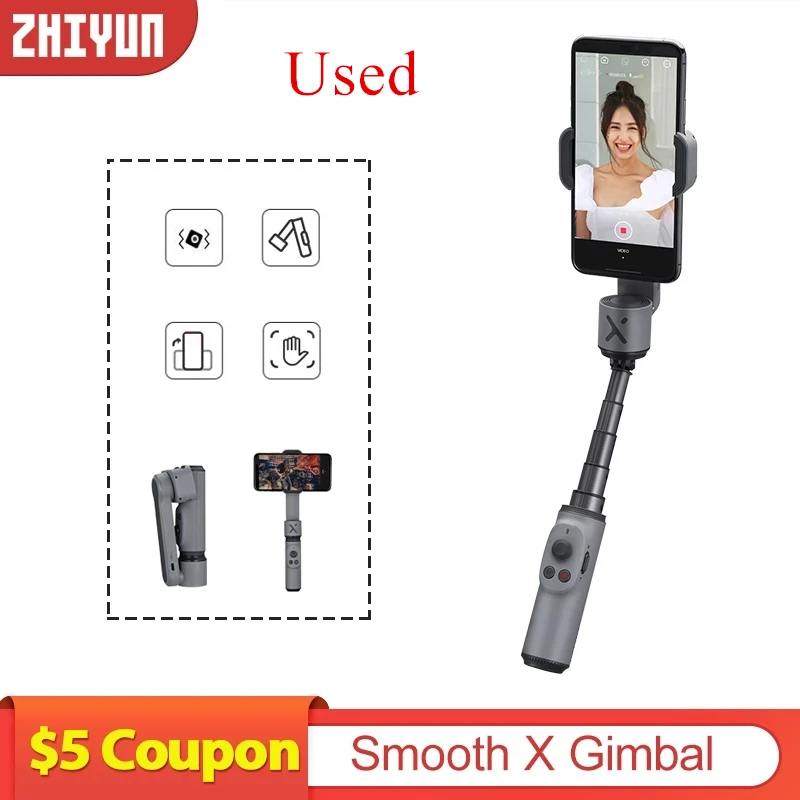 Б/у открытая коробка ZHIYUN SMOOTH X Штатив для селфи смартфон Gimbal Bluetooth 2 осевой