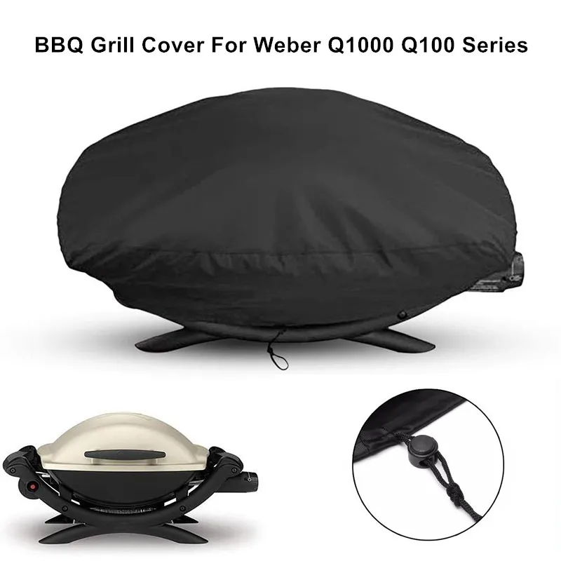 

210D Oxford Cloth BBQ Grill Waterproof Dust Cover For Q100/1000 Series Weber 7110 BBQ Grill 67x44x32cm