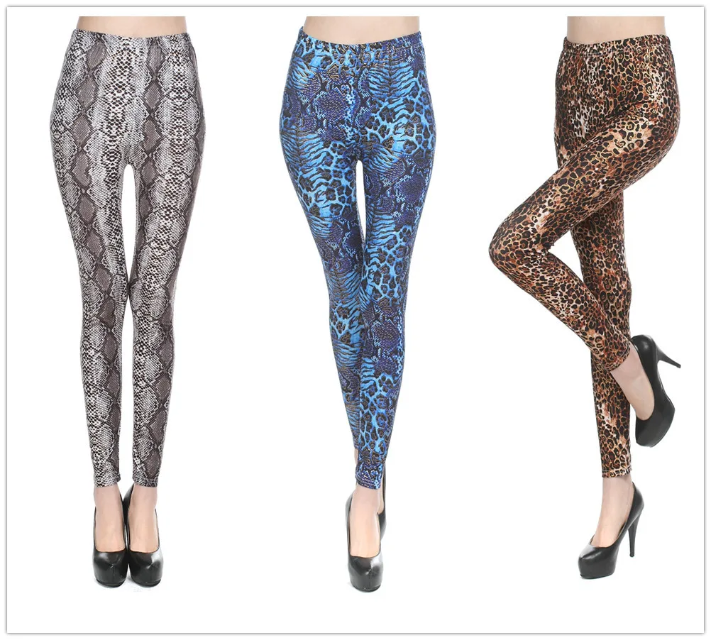 

8258 Europe And America-Bronze Animal Print Python Leopord Pattern Printed Leggings Sexy Leggings
