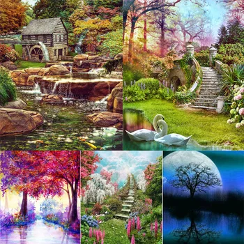 

5D Diy Diamond Painting Landscape Scenery Full Square diamond Mosaic Daimond Embroidery Rhinestones Mountains and rivers decor