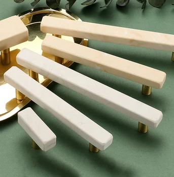 

White Marble and Zinc Alloy Cabinet Knobs and Handles Simple Wardrobe Handle Drawer Pulls Nordic Style Furniture Handle