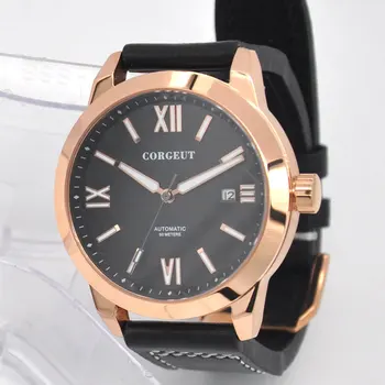 

Corgeut41mm rosegold case black Luminou dial seagull mens Automatic mechanical Wristwatche men waterproof calendar sapphire news