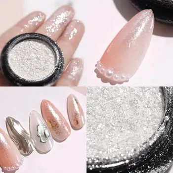 

Mirror Magic Nail Glitter Silver Metal Pigment Powder Shiny Dust Gel Polish Nails Art Chrome Powder Flakes Manicure Decorations