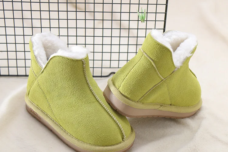 Slip on Boys Botas Soft Sole Leather Warm Children Plush Boots Kids Boots Solid Color Girls Winter Shoes Comfortable Snow Boots