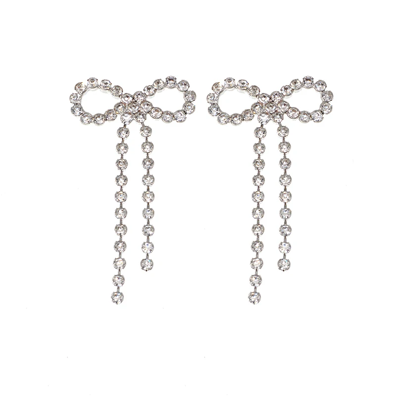 Baroque Style Simple Chain String Drop Earrings Bowknot Long Tassel Earring Statement Bow Gift Hiphop jewelry | Украшения и
