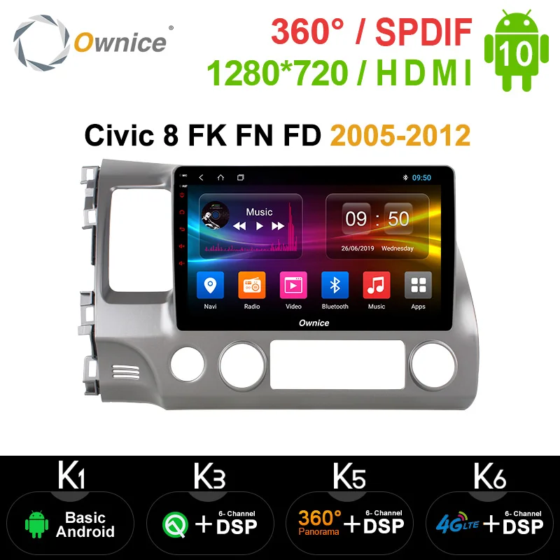 Ownice Android 10 0 Восьмиядерный автомобильный головный блок для Honda Civic 8 2004 2009 DVD GPS DSP 4G LTE
