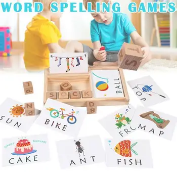 

Cardboard Learning English Letters Spell Game Wooden Puzzle Cognitive Toys Education For Children Card Gift Christmas Early U8N6