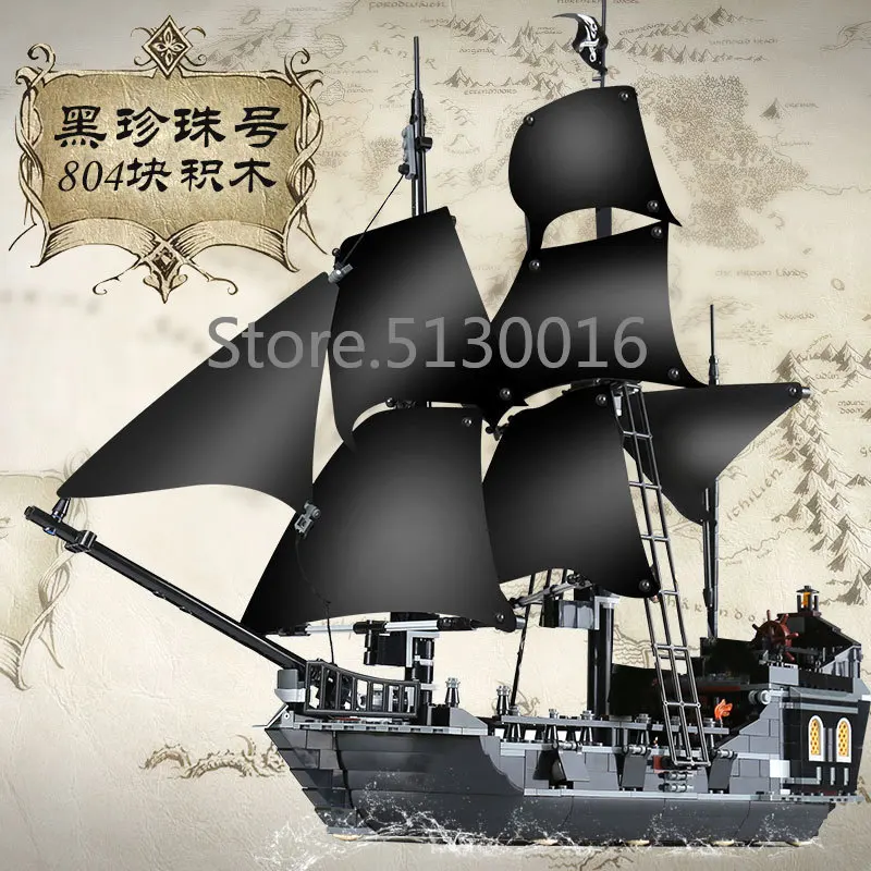 16006 идеи от Black Pearl, с изображением персонажа фильма «Пираты Карибского моря» корабль 804 шт. 4184 модель здания Наборы блоки, кирпичи, обучающие игрушки