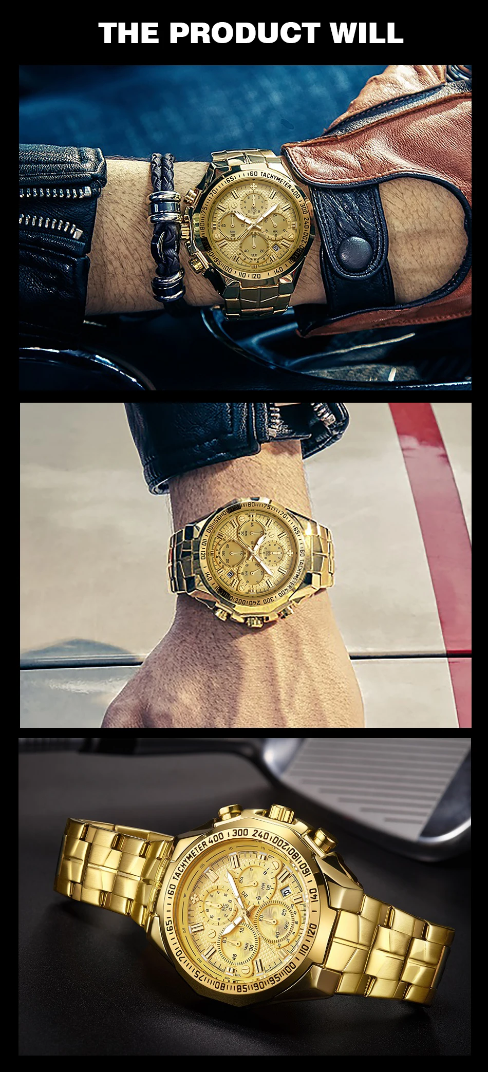 Relogio Masculino WWOOR Men Watches 2022 Top Brand Luxury Wrist Watches Men Male Gold Big Golden Chronograph Wristwatch Man