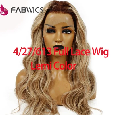 4 27 613 LEMI COLOR Парики 150% плотность T4/27/613 блондинка полные парики шнурка человеческих волос бразильский Реми эффектом деграде(переход от темного к Lemi Цвет парики шнурка Глубокий часть - Цвет: 4 27 613 LEMI COLOR
