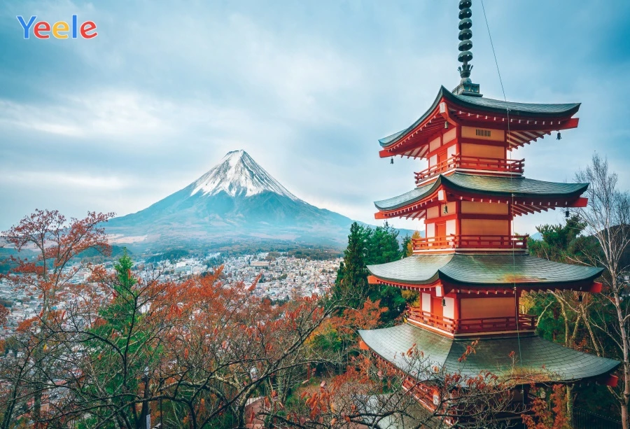 Yeele Mount Fuji View Greening пейзаж с башней свадебный портрет фотографии фоны для фотографий фоны для фотостудии